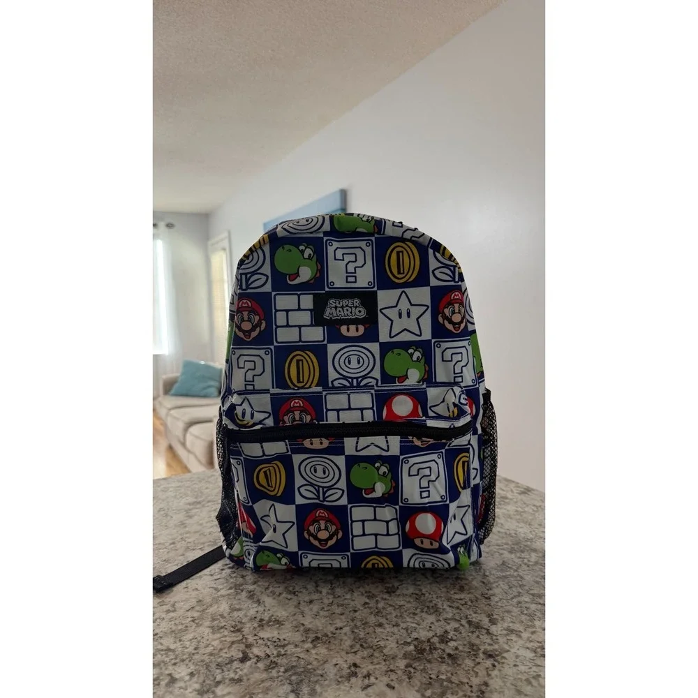 Nintendo Super Mario Bros Backpack Kids Boys School Bag Bookbag 16 Inch New NWT